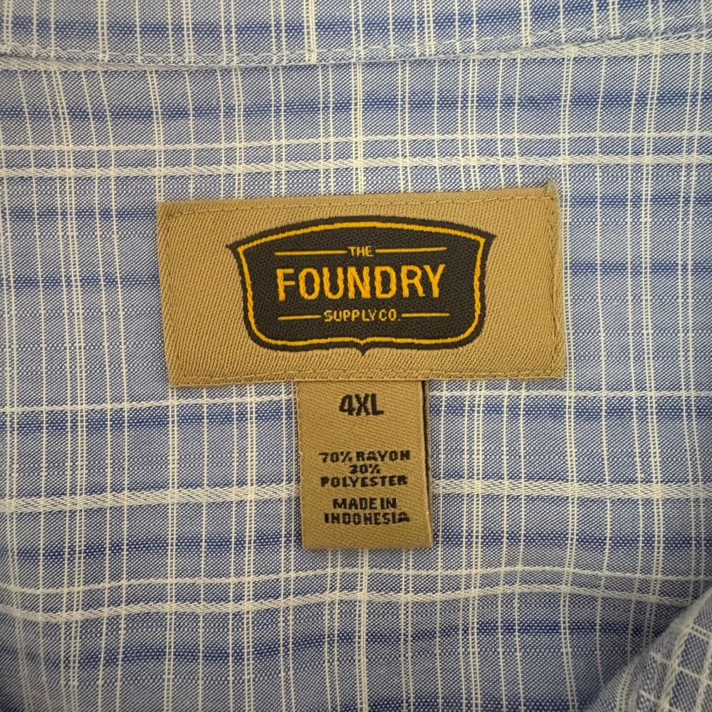The Foundry Supply Co. Bundle Mens 4XL Button Down Polo Shirt Short Sleeve Blue‎ - Picture 7 of 15